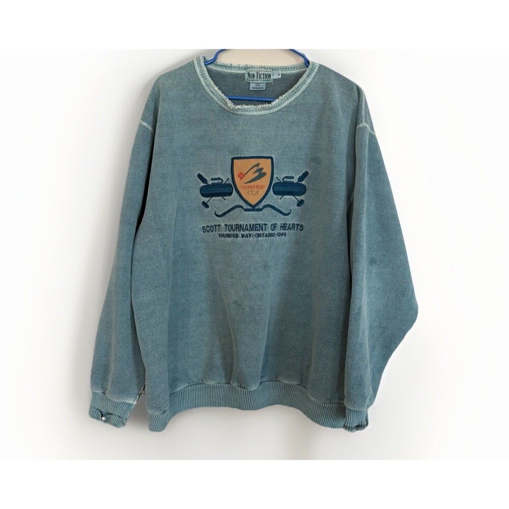 VTG Non-Fiction Sweatshirt Men’s Size M Teal Canadian Classics Oversized Thunder